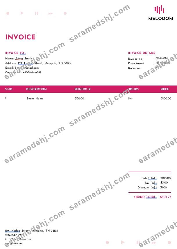 Music Festival Invoice Template
